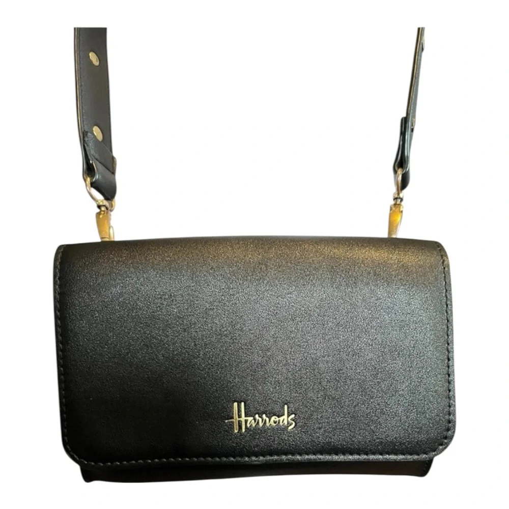 Harrods Small Black Thick Strap Crossbody New